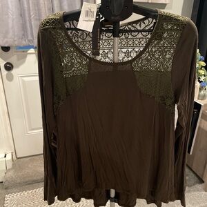 Buffalo David Bitton Olive Lace Women's Blouse